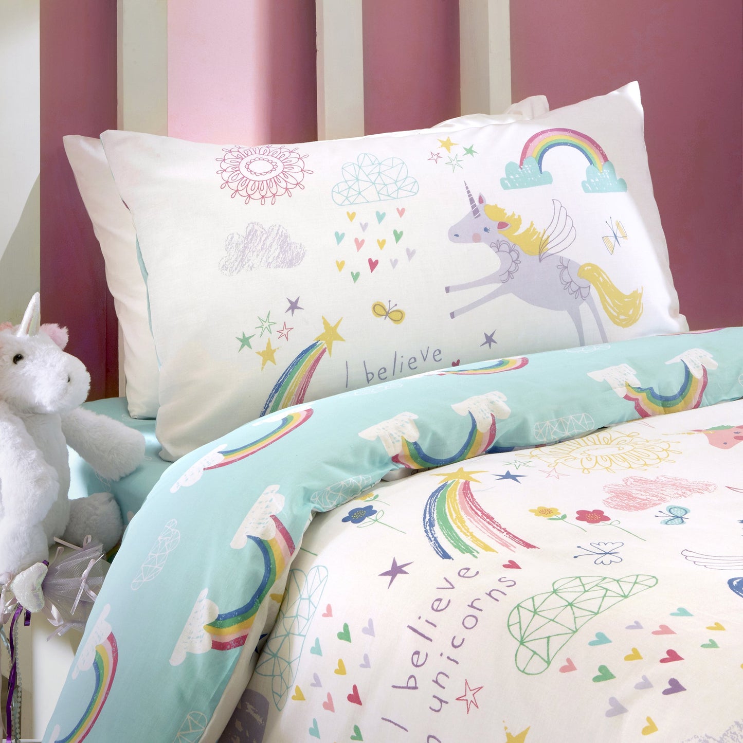 Bedlam Rainbow Unicorn Pattern Duvet Cover Set