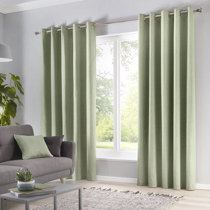 Fusion Sorbonne Green Eyelet Curtains