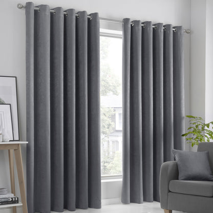 Fusion Strata Charcoal Eyelet Curtains