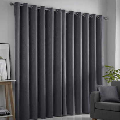 Fusion Strata Charcoal Eyelet Curtains