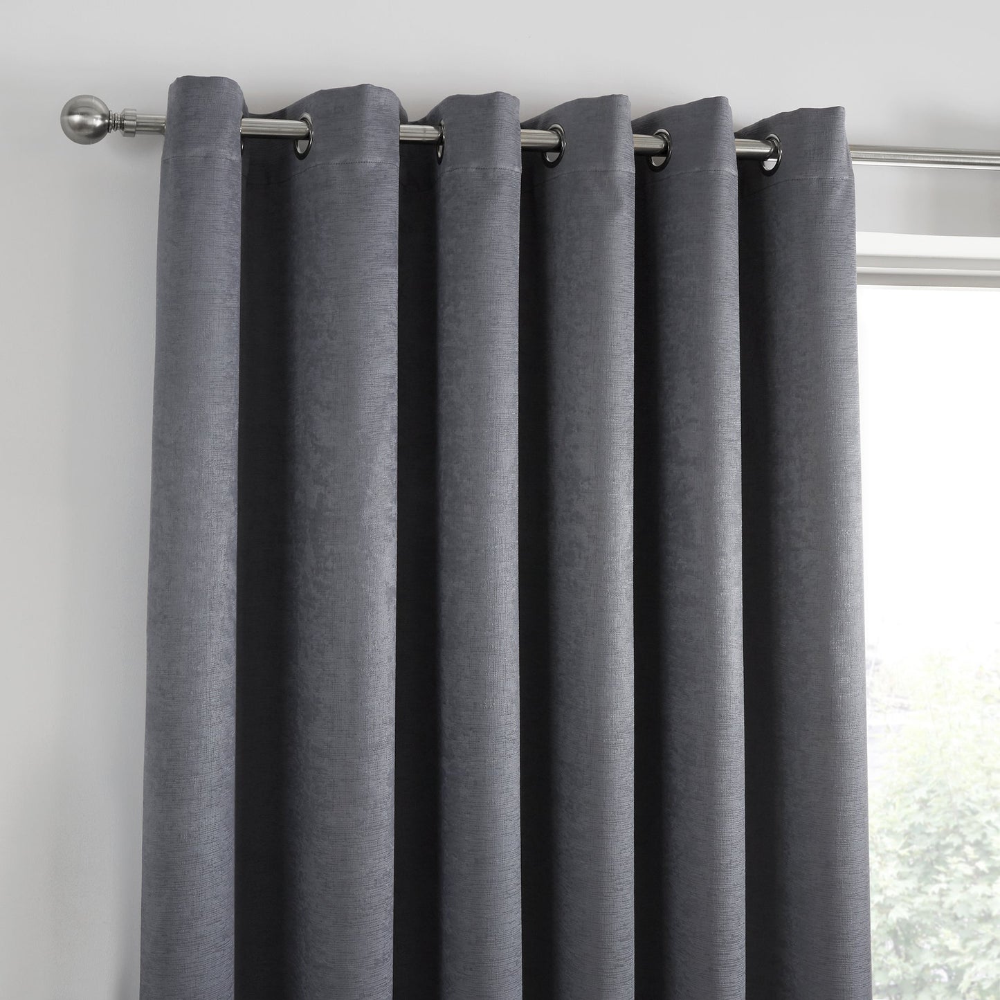 Fusion Strata Charcoal Eyelet Curtains