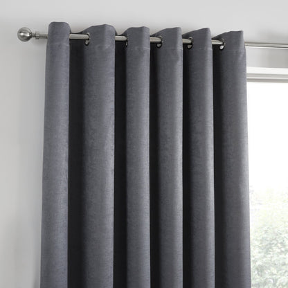 Fusion Strata Charcoal Eyelet Curtains