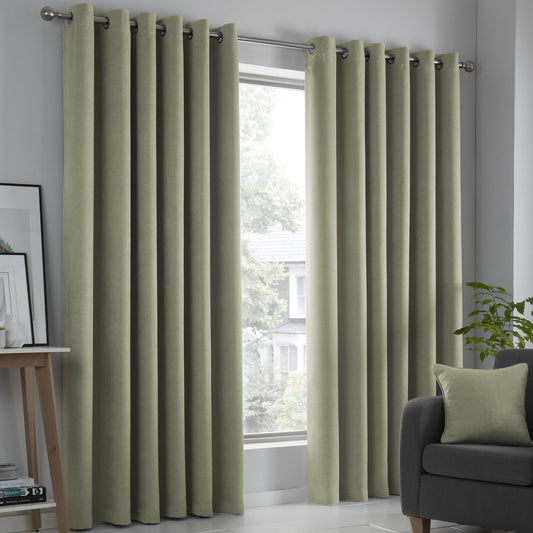 Fusion Strata Green Eyelet Curtains