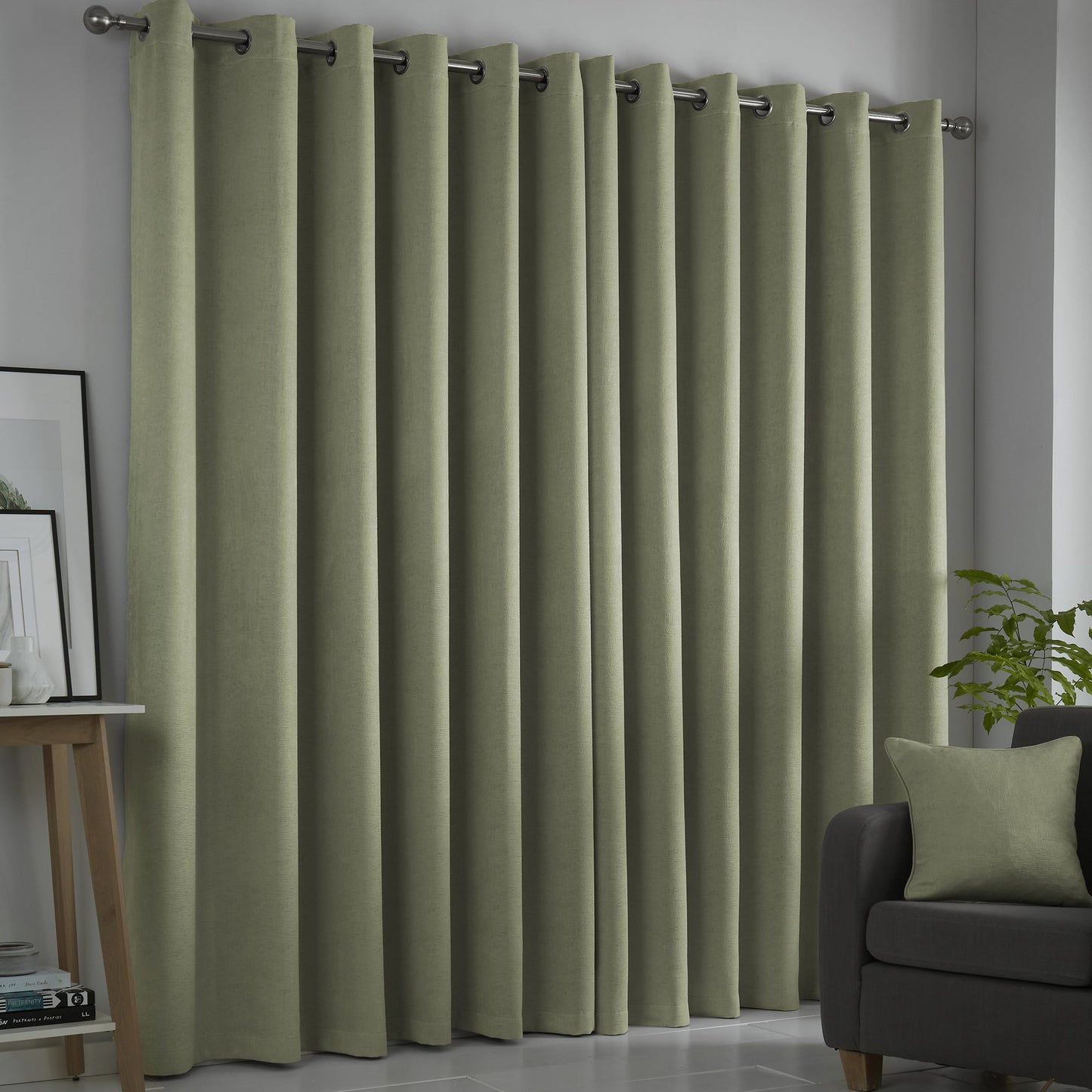 Fusion Strata Green Eyelet Curtains