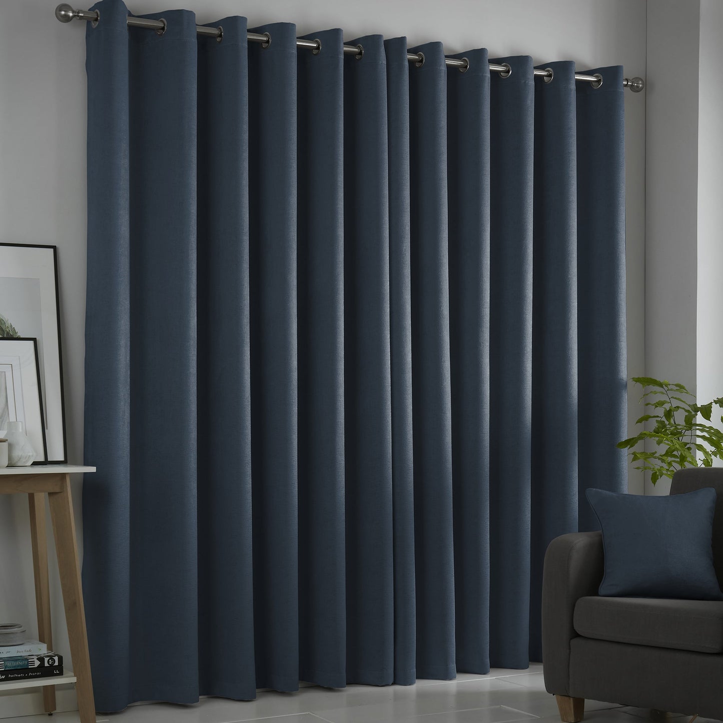 Fusion Strata Navy Eyelet Curtains