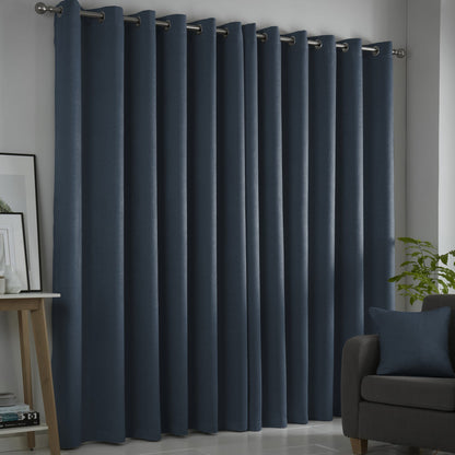 Fusion Strata Navy Eyelet Curtains