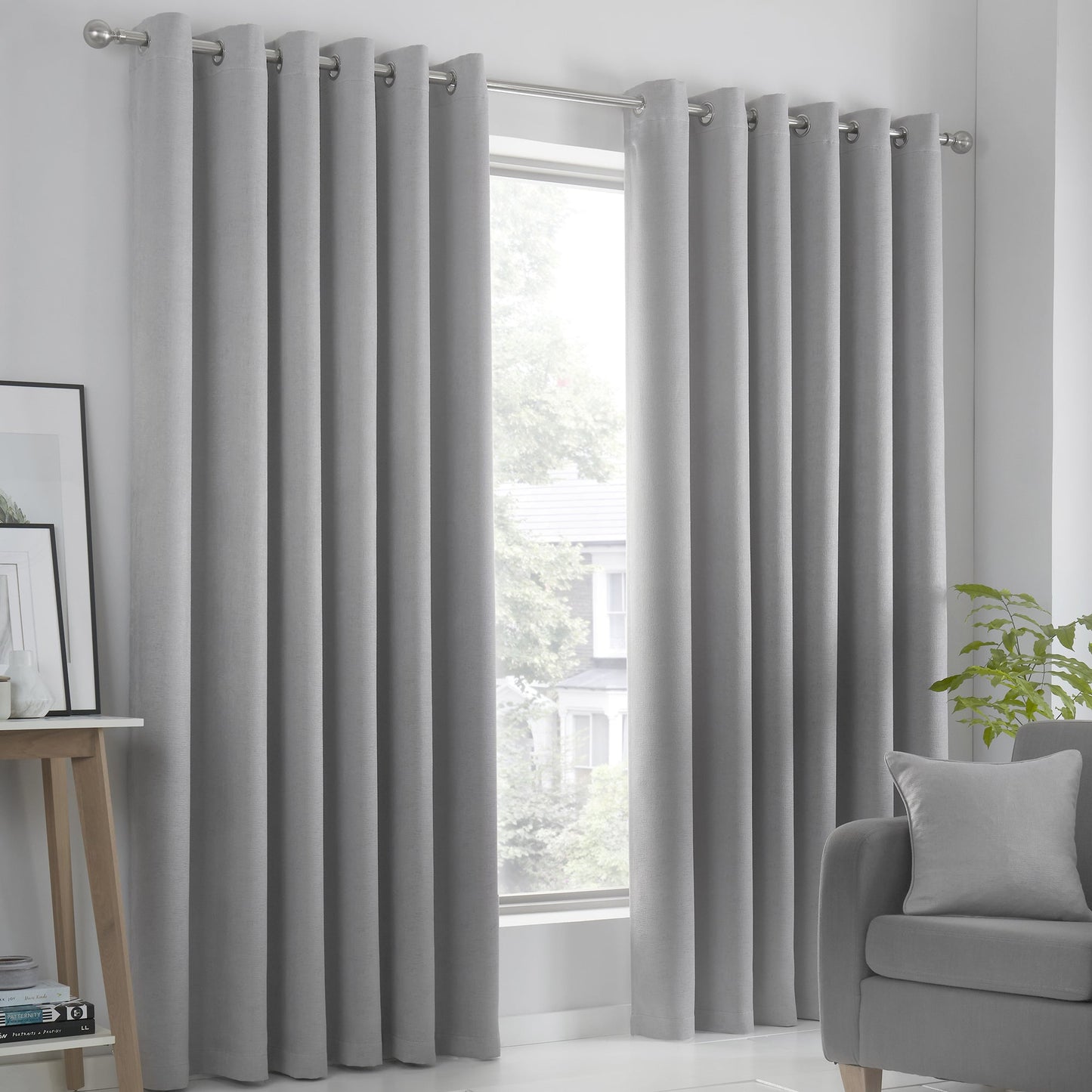 Fusion Strata Silver Eyelet Curtains
