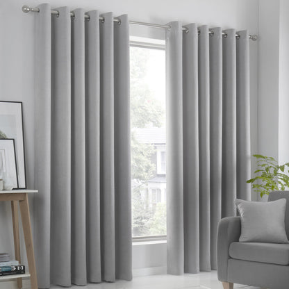 Fusion Strata Silver Eyelet Curtains
