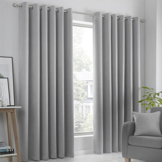 Fusion Strata Silver Eyelet Curtains