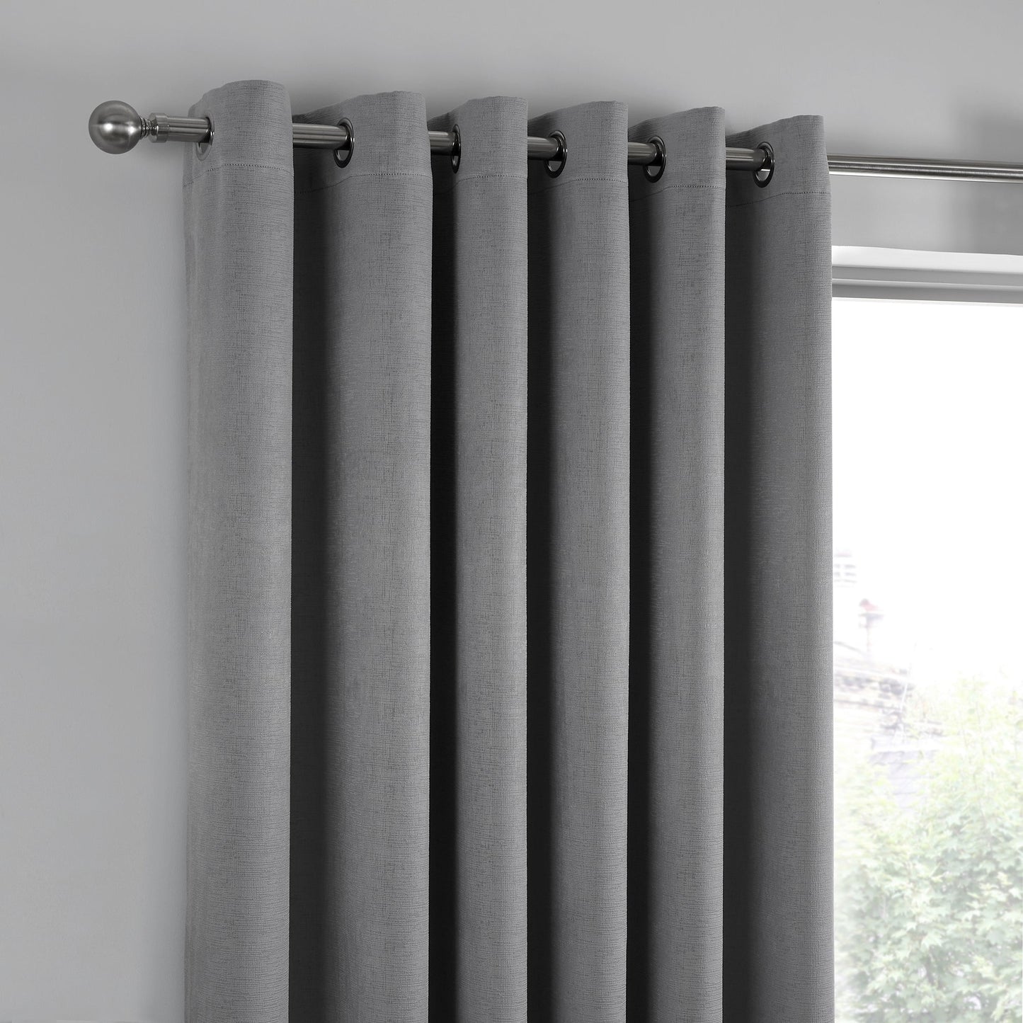 Fusion Strata Silver Eyelet Curtains