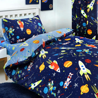 Bedlam Blue Supersonic Glow in the Dark Duvet Cover Set