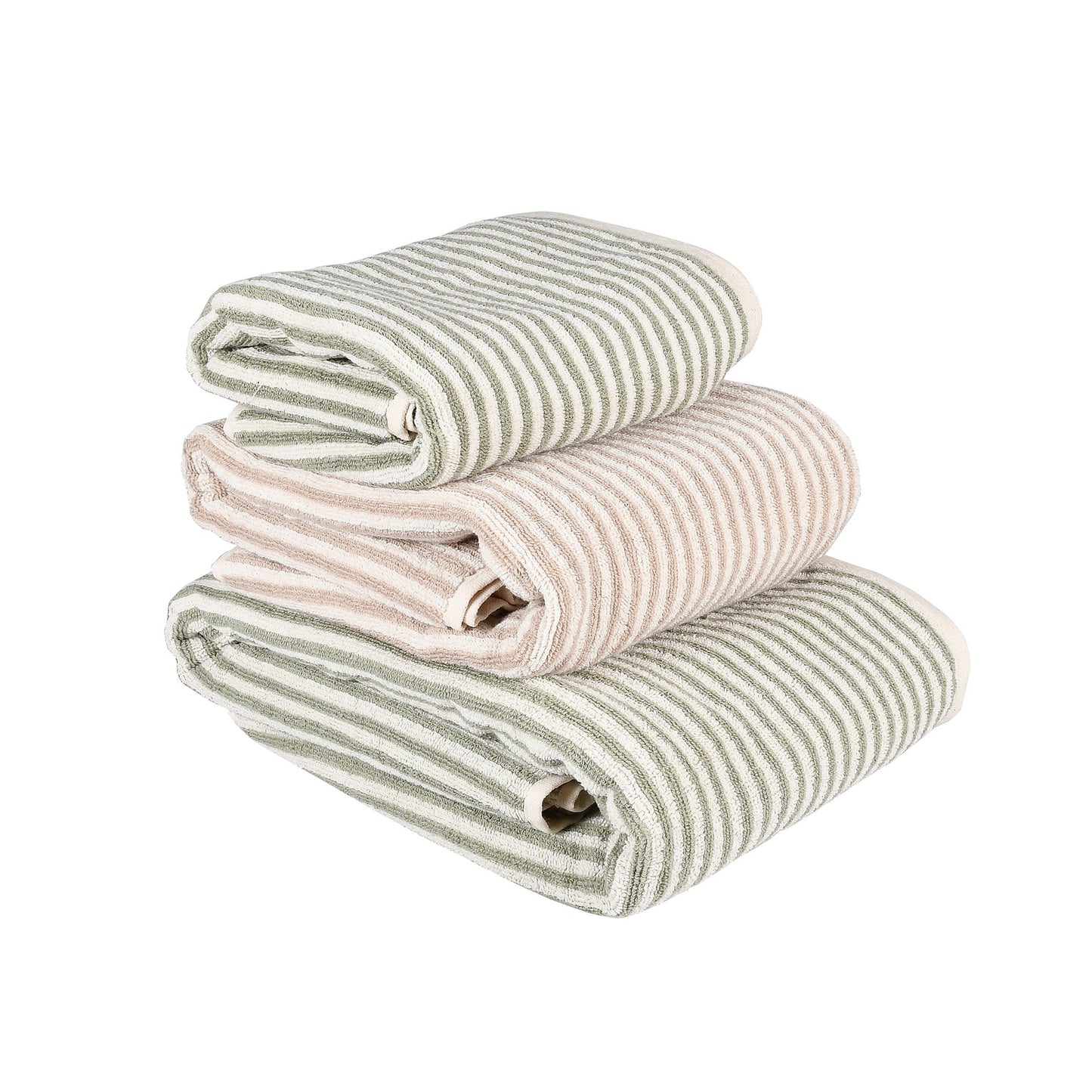 Yarn Dye Sage Stripe Towel